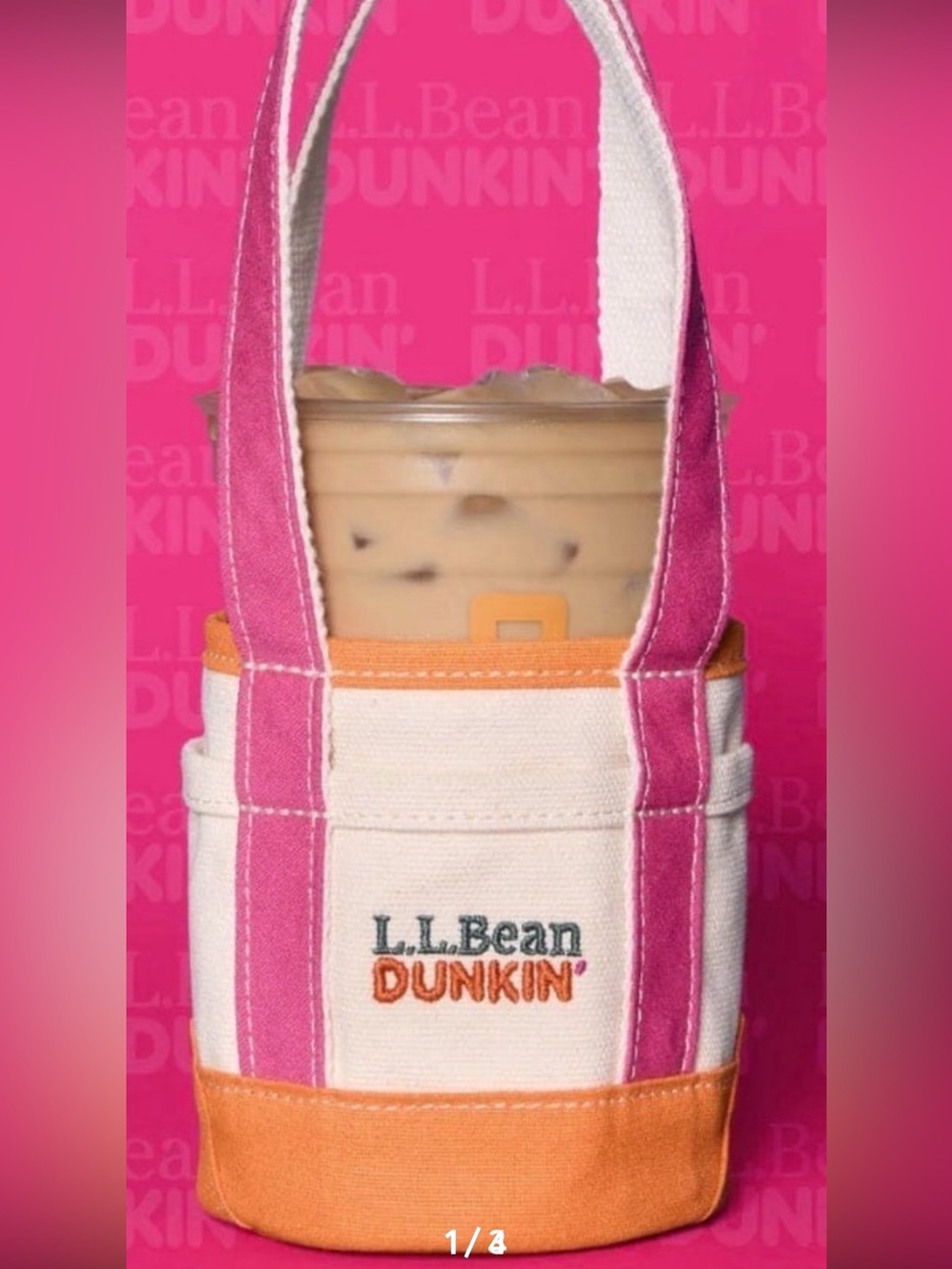L.L.Bean Dunkin' Canvas Tote Bag Drink Carrier - LIMITED EDITION! SOLD OUT!